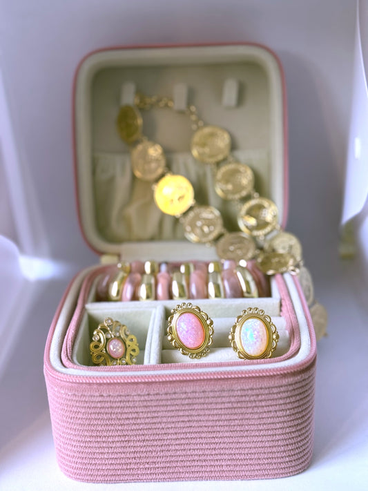 Boîte à bijoux velour rose