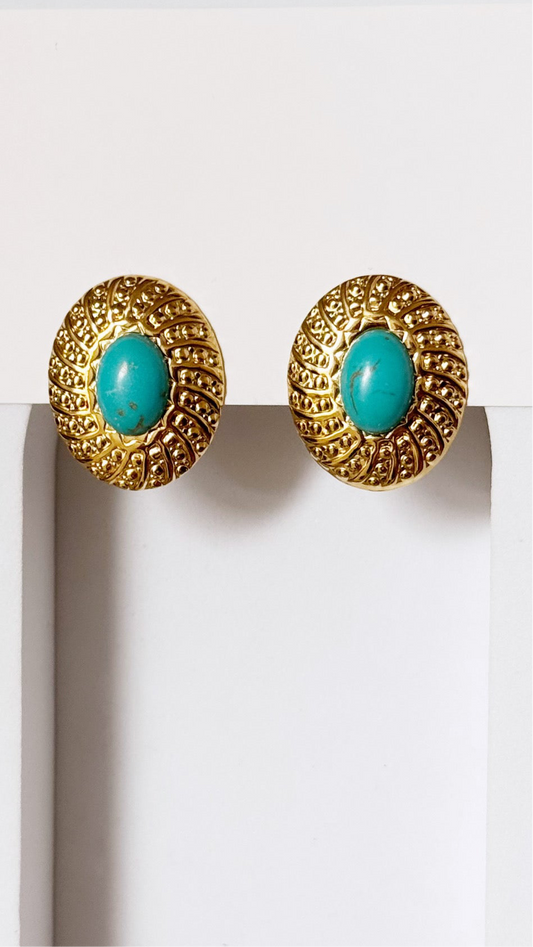 Boucles à Clip pierre bleu