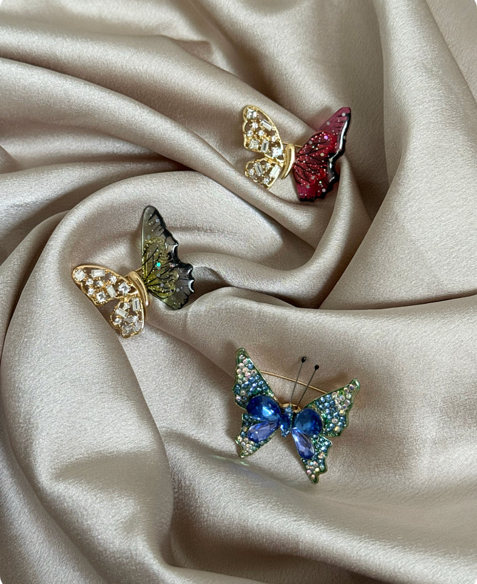 Broche Papillon Bleu